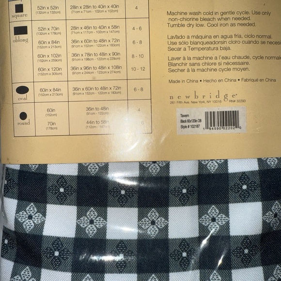 Newbridge Black and White Checkered Tablecloth - Picture 3 of 4